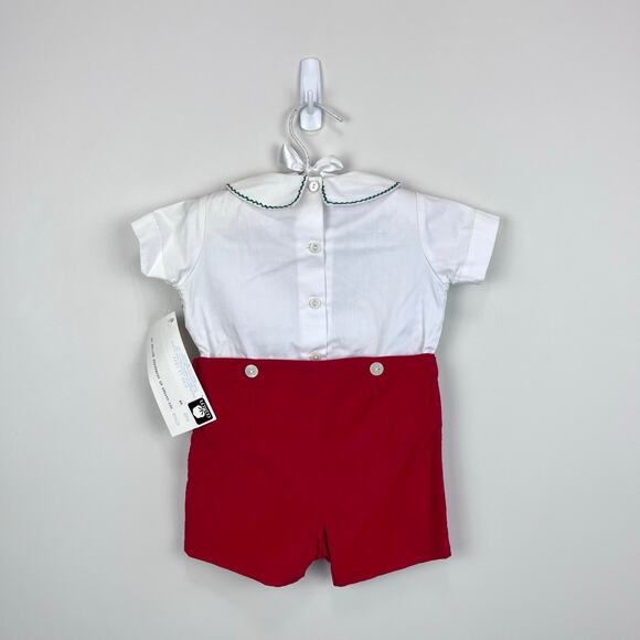 Vintage Vive-La-Fete Smocked Button On Shortall Romper 9 Months NWT - Picture 6 of 10